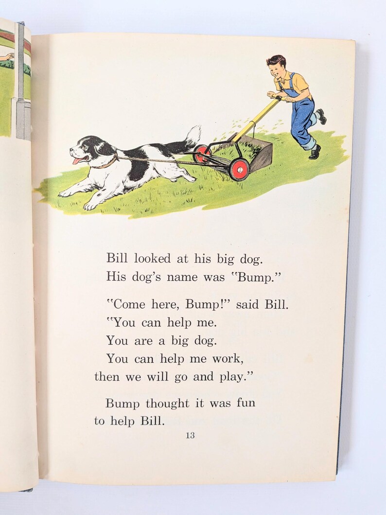 Vintage Child Book, Vintage School Reader, Vintage Child Story Book, Blue Book, Two Boys and a Tree, Basic Reader, Child School Book image 13