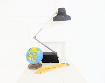 Mid Century Desk Lamp, Vintage Desk Office Lamp, Vintage Metal Lamp, Vintage Tensor Light, Vintage Black Desk Lamp, Small Metal Desk Lamp