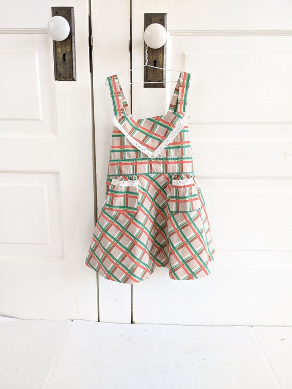 Vintage Girl Dress, Vintage Girl Plaid Dress, Vint