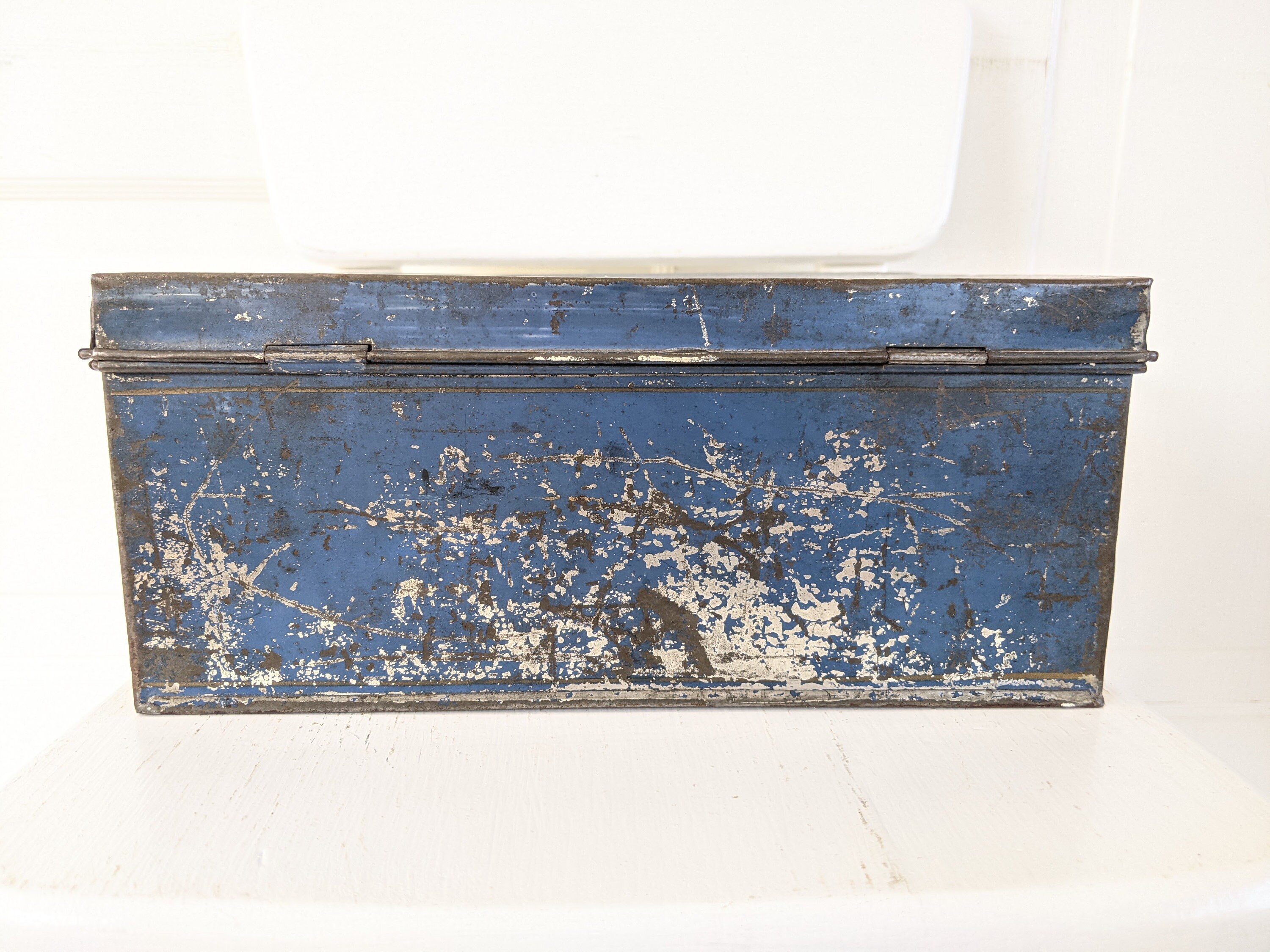 Vintage Metal Box Antique Blue Box Vintage Blue Metal Box Etsy UK
