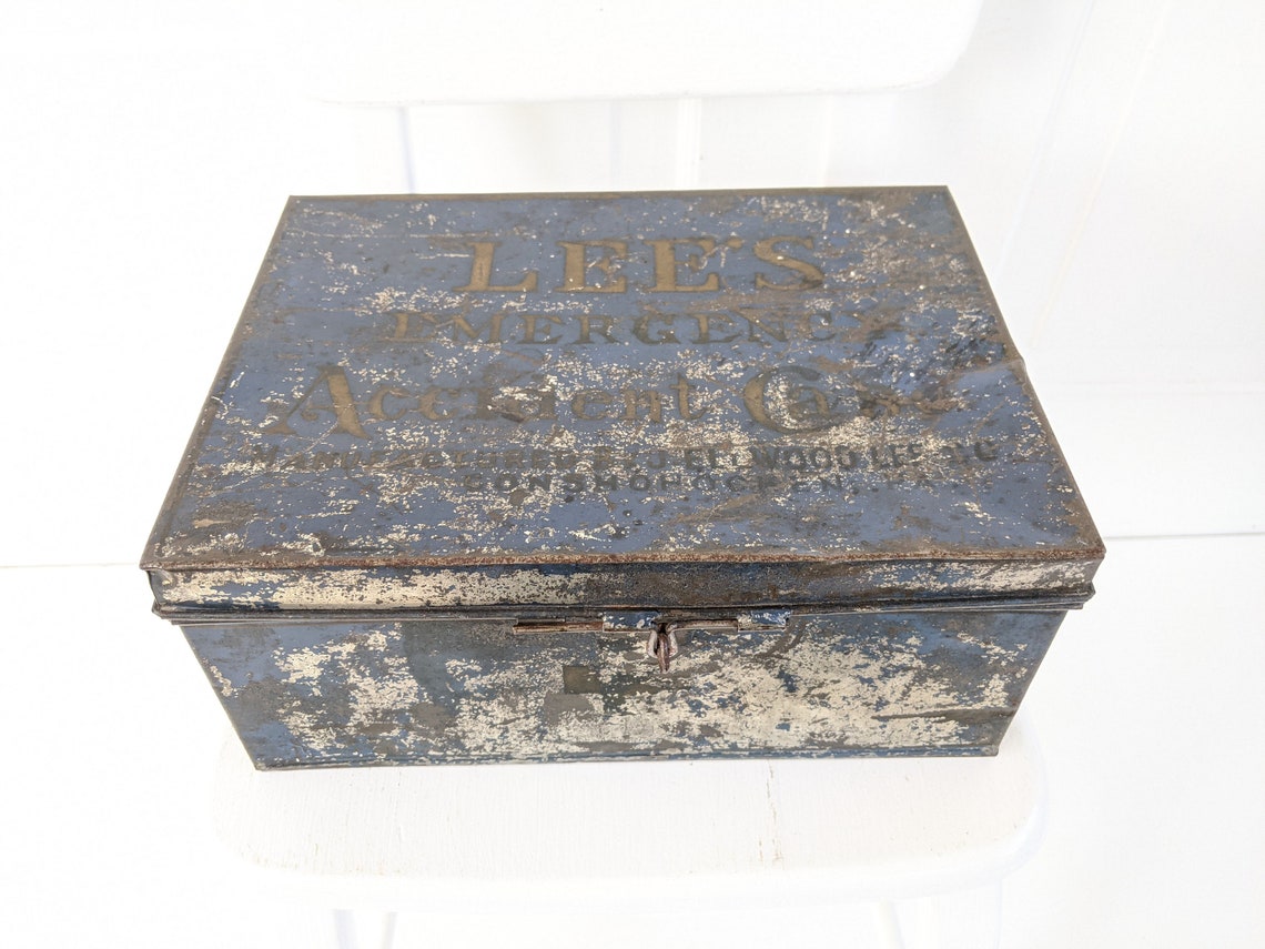 Vintage Metal Box Antique Blue Box Vintage Blue Metal Box Etsy