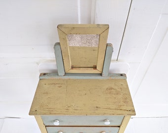 Meuble de poupée en bois peint ancien 1920 : coiffeuse | eBay