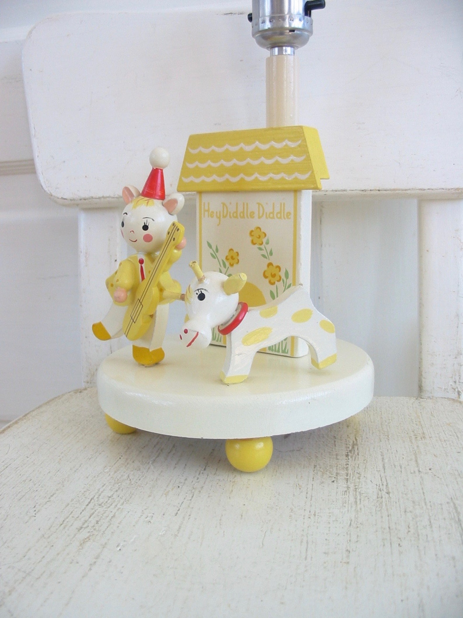Vintage Yellow Nursery Lamp Yellow Baby Lamp Wood Irmi Lamp Etsy