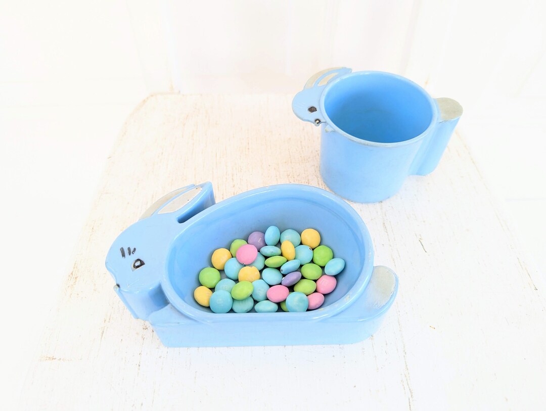 Vintage Children's Dish Set, Vintage Bunny Cup and Bowl, Vintage Easter ...