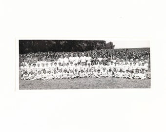 Vintage Yard Long Photo, Vintage Black White Photo, Long Picture, Panoramic Photo, Vintage Camp Photo, Vintage Group Photo, Thirties Photo