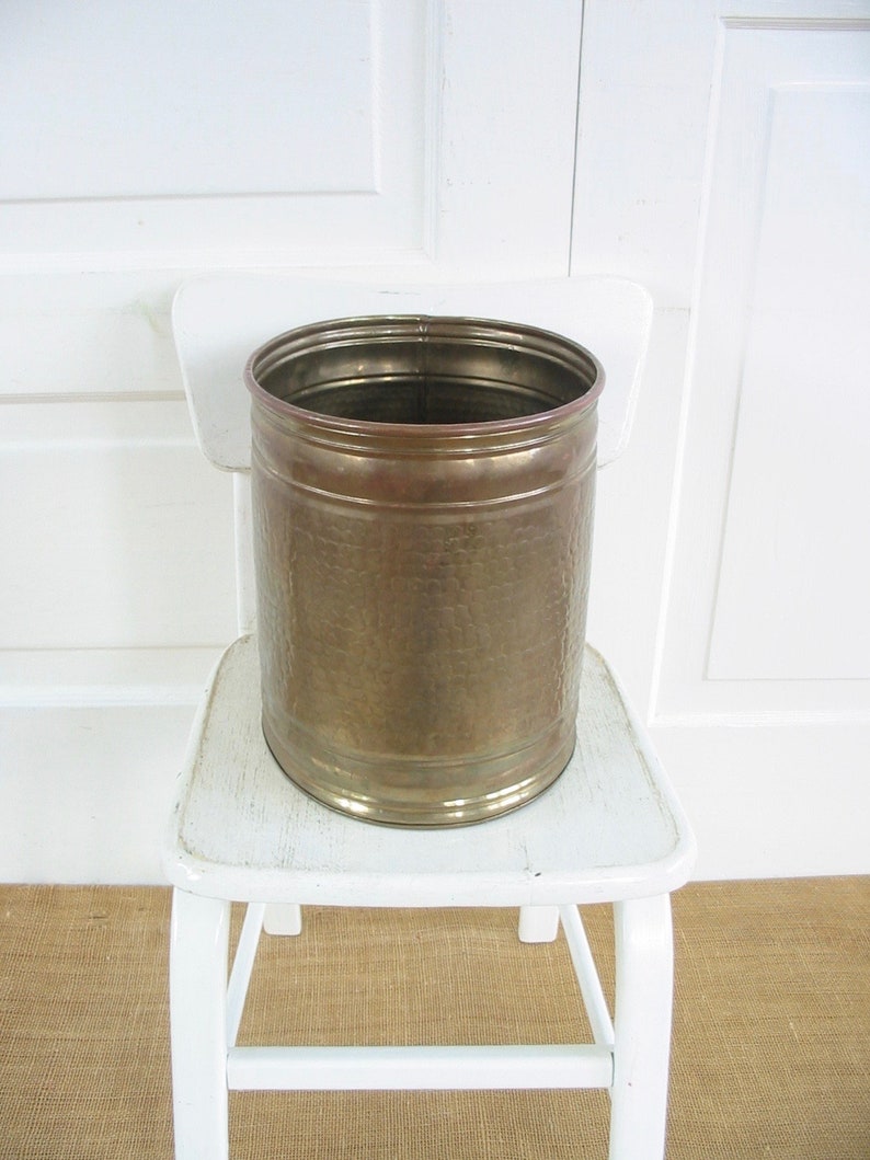 Boho Decor Vintage Brass Indoor Brass Planter Bohemian Decor Vintage Metal Pot Vintage Large Brass Pot Brass Trash Can Metal Planter