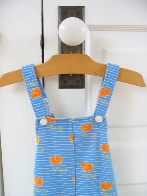 Vintage Child Overalls, Vintage Unisex Overalls, Vintage Boy Girl Overalls, Blue Overalls, Elephant Overalls, Vintage Carters, 12 Month