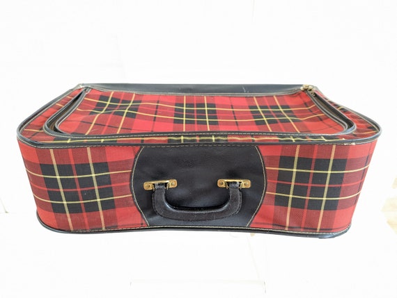 Vintage Plaid Suitcase, Vintage Red Suitcase, Vin… - image 6