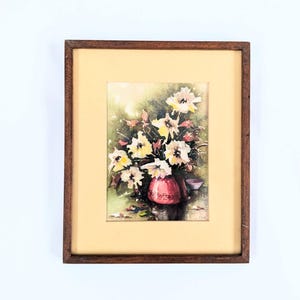 Vintage Floral Watercolor Painting, Vintage Daisy Painting, Vintage Flower Painting, Vintage Watercolor, Vintage White Rose Painting