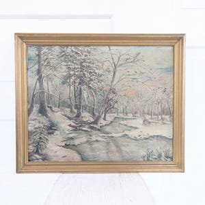 Vintage Winter Landscape Painting, Winter Oil Painting, Vintage Snow Painting, Scenery Painting, Vintage Snow Landscape, Winter Painting