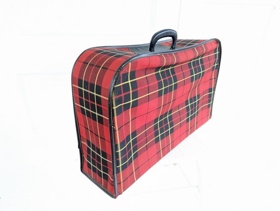 Vintage Plaid Suitcase, Vintage Red Suitcase, Vin… - image 9