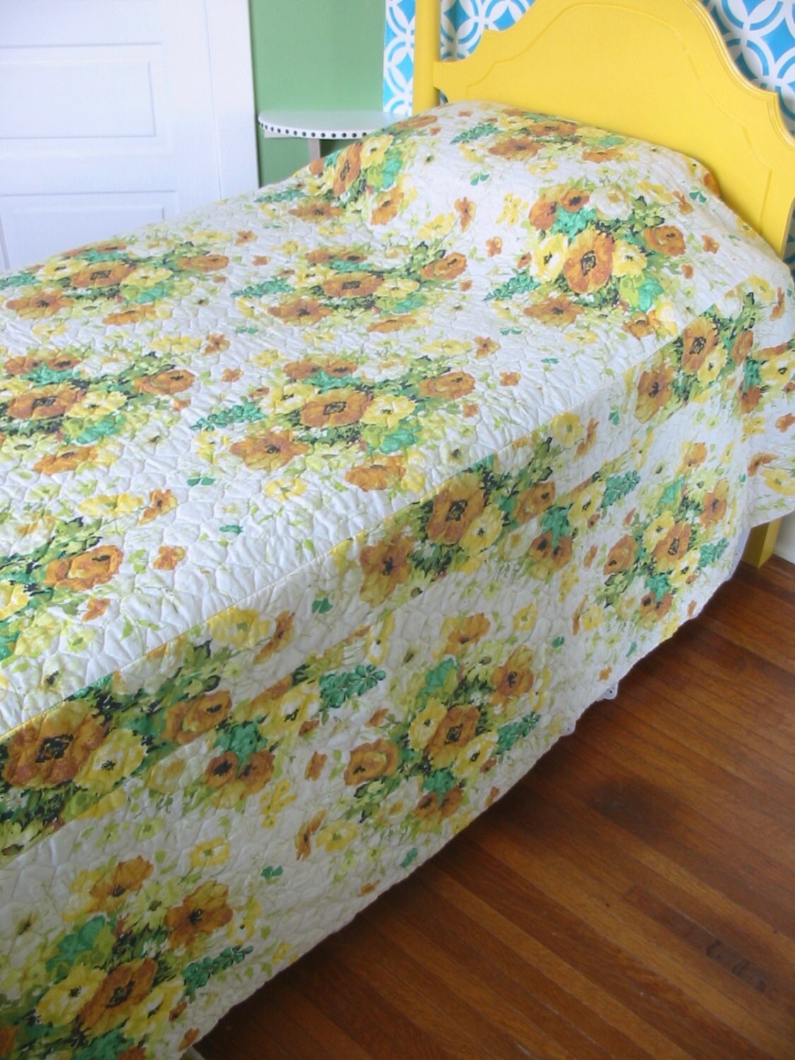 Vintage Bedspread Quilted Bedspread Vintage Bedding Floral Etsy