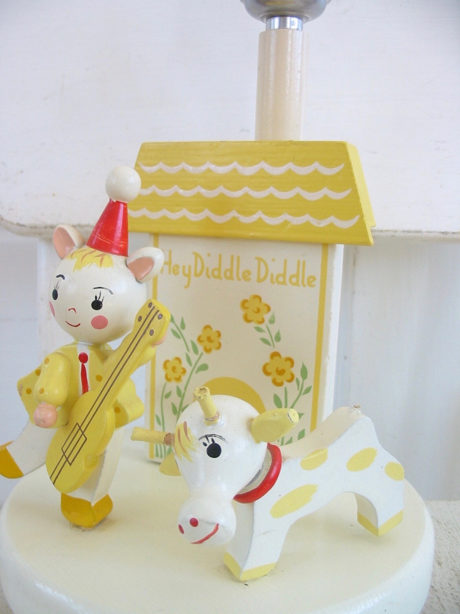 Vintage Yellow Nursery Lamp Yellow Baby Lamp Wood Irmi Lamp Etsy