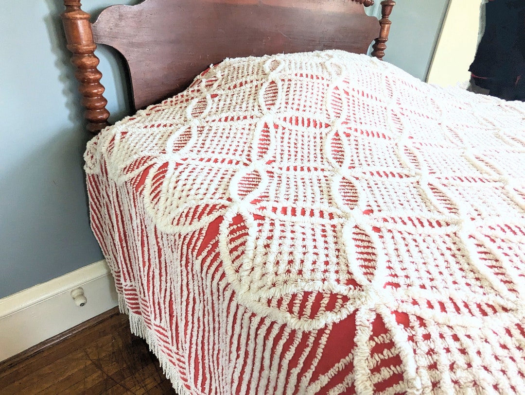 Vintage Red Chenille Bedspread Vintage Bedspread Vintage Etsy
