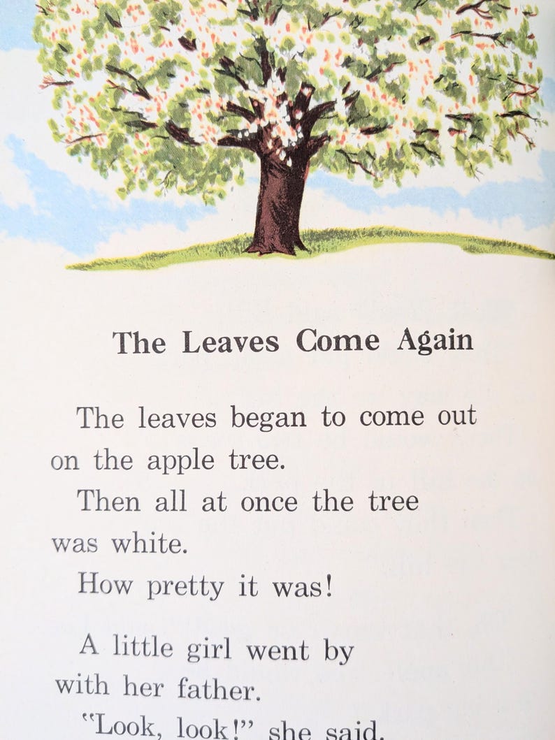 Vintage Child Book, Vintage School Reader, Vintage Child Story Book, Blue Book, Two Boys and a Tree, Basic Reader, Child School Book image 10