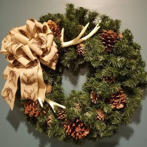 Christmas Golden Antlers Wreath Christmas Wreath, Holiday Wreath, Winter Wreath
