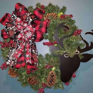 Christmas Black Board Reindeer Holiday Wreath, Christmas Wreath, Winter Wreath, Holiday Wreath