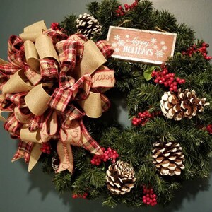 Christmas Plaid Wreath, Christmas wreath , Holiday wreath, Winter Wreath
