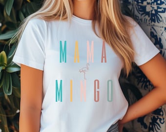 MAMA MINGO T-Shirt, erste Zeit Mutter, beste Mutter, Flamingo Shirt, Muttertag, süßes Mama Tshirt, Wortspiel, Babyparty, Geschenk für sie, Frau, Weihnachten