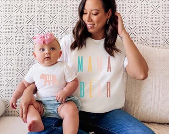 Mama en ik bijpassende shirts, Mama Bear & Cub bijpassende T-shirts, moeder en baby, moeder en peuter, kerstcadeau moeder, cadeau moeder babyshower
