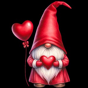 Valentine Gnome Clipart Bundle, Gnome Clipart, Gnome PNG Graphics, Transparent Background, Commercial Use