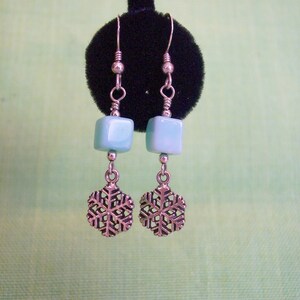 Snowflakes and Peruvian Opal semi precious stone Earrings image 2
