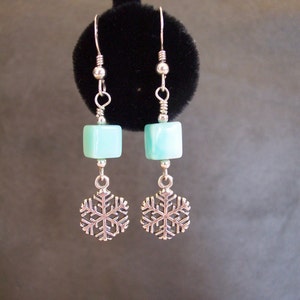 Snowflakes and Peruvian Opal semi precious stone Earrings image 5