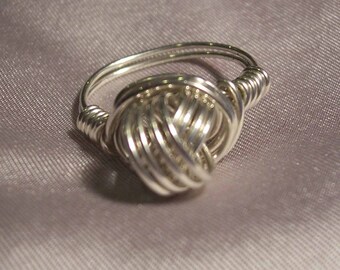 Sterling Silver Love Knot Wire Wrapped  Ring  size 7