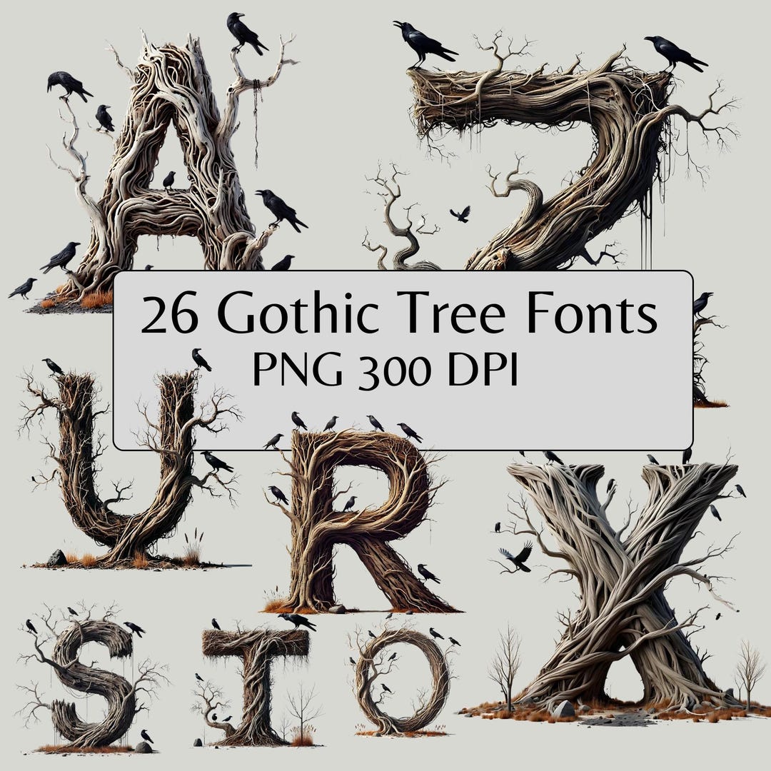 Gothic Tree Fonts: Spooky Halloween Font Collection (digital Download ...