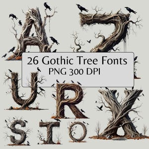 Gothic Tree Fonts: Spooky Halloween Font Collection (Digital Download)