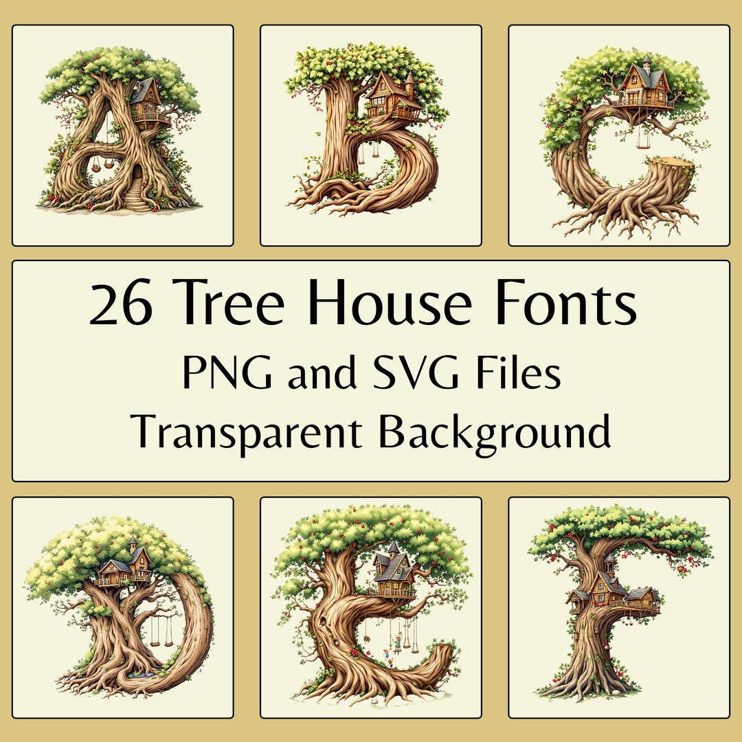Treehouse Fonts: Rustic Alphabet for Cricut, Procreate, Silhouette ...