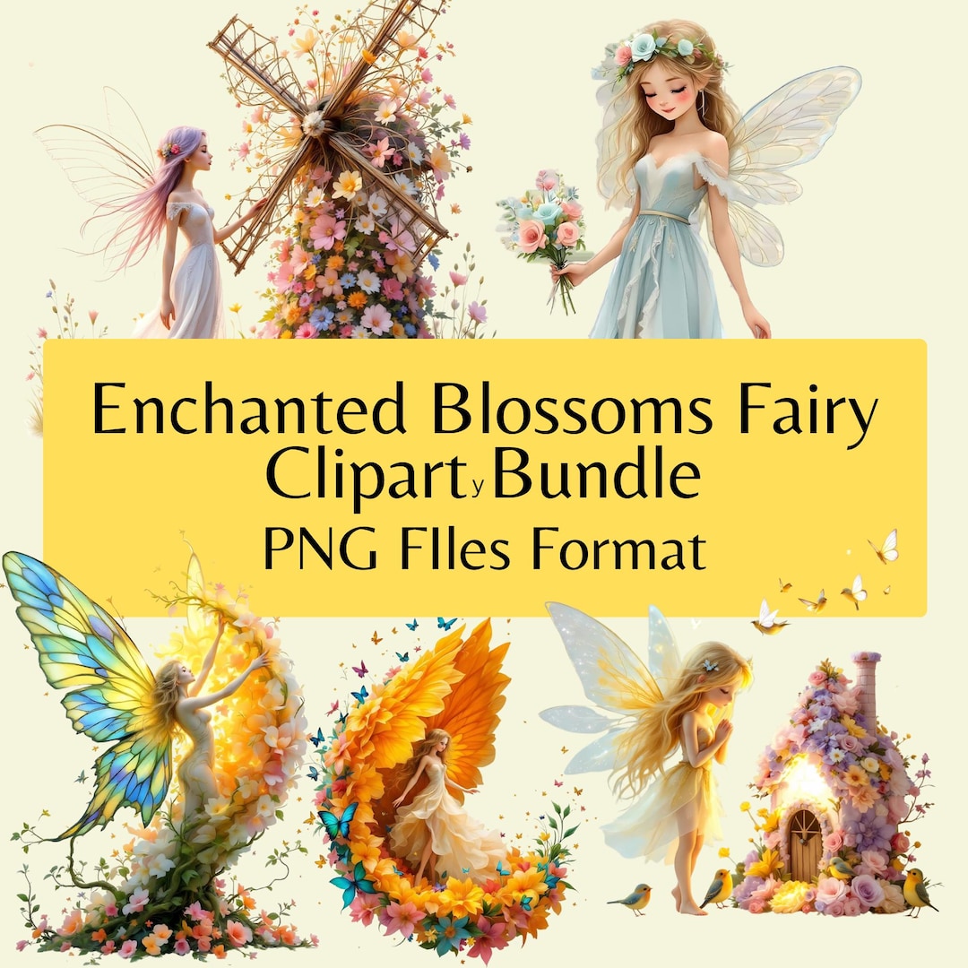Enchanted Blossoms Fairy Clipart Bundle Whimsical Garden Fairies ...