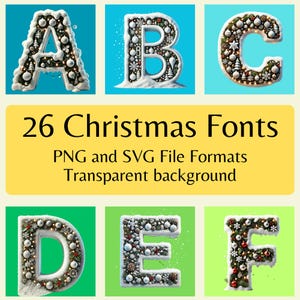 26 Christmas Fonts Bundle Festive Holiday Font Collection PNG & SVG Files Perfect for Cricut, Silhouette, Crafts, Invitations, DIY Projects