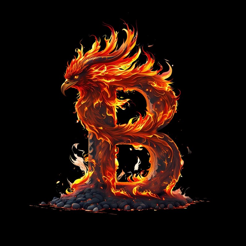 Phoenix Letter Fire Phoenix Fonts: SVG PNG Lettering Set (digital Download) - Etsy