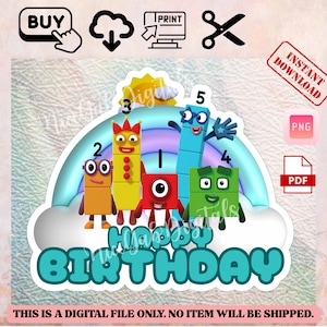 Numberblocks Cake Topper | Digital Birthday Topper | Instant Download | Numberblocks Printables | Png file