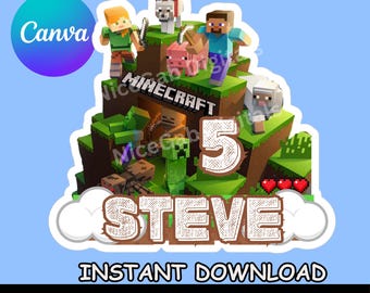 Decorazione per torta personalizzabile per appassionati di fai da te / Decorazione per feste di compleanno a tema videogiochi (download digitale)