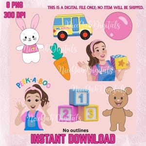 Miss Rachel Inspired PNG images| Instant Download | Printable Birthday Topper | DIY Party Decor | 8 clipart files | 300 DPI Transparent