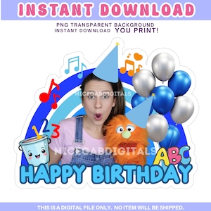 Miss Rachel Blue Digital File Cake Topper, Ms RAchel Instant Download Cake Tag, DIY Digital party Decor, Instant Download, Printable PNG