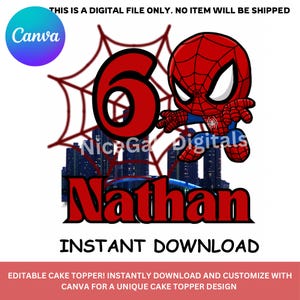 Superhero Birthday Cake Topper: Editable Party Decor (Digital Download)