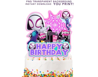 Spider Girl Birthday Cake Topper: Printable PNG File (Digital Download)
