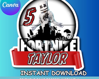 Decorazione per torta Gamer: decorazione modificabile per feste di compleanno (modello Canva, download digitale)