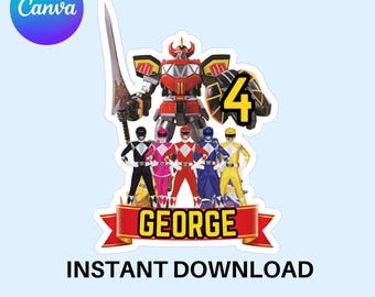 Editable Power Rangers Cake Topper: Birthday Party Decor (Digital Download)