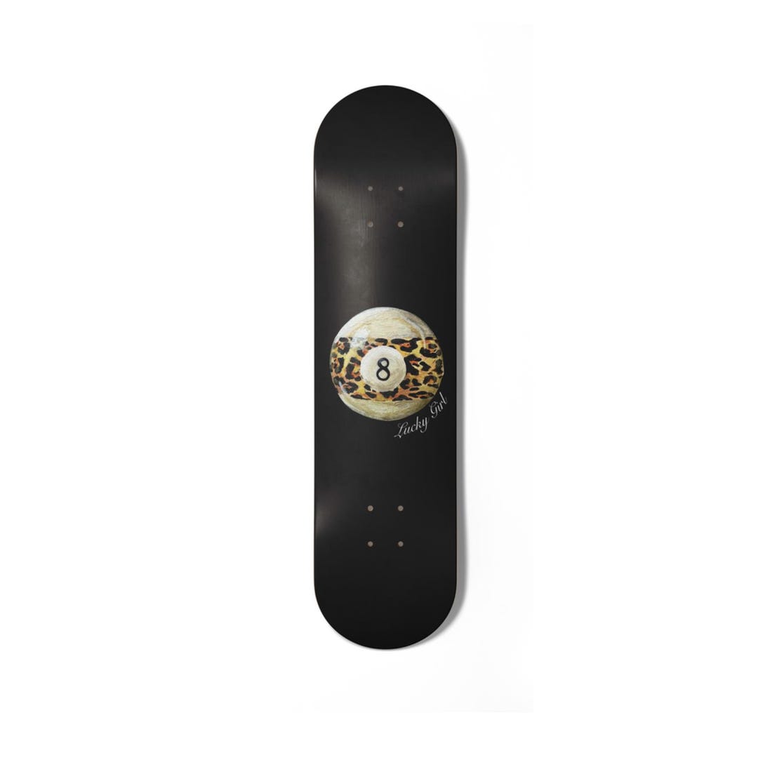 Leopard Print 8 Ball Skateboard Wall Art, Y2K Trendy Teen Girl