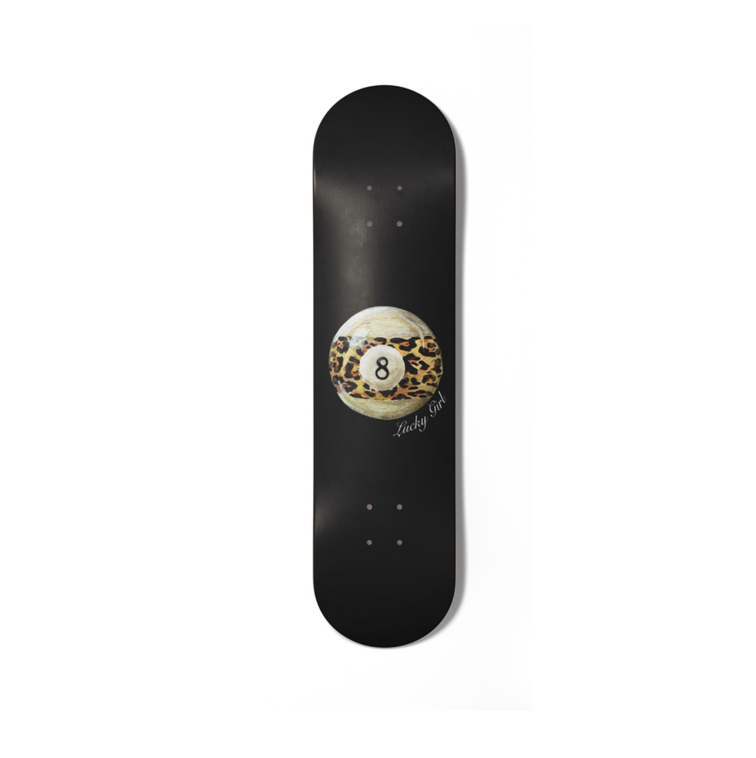 Leopard Print 8 Ball Skateboard Wall Art, Y2K Trendy Teen Girl