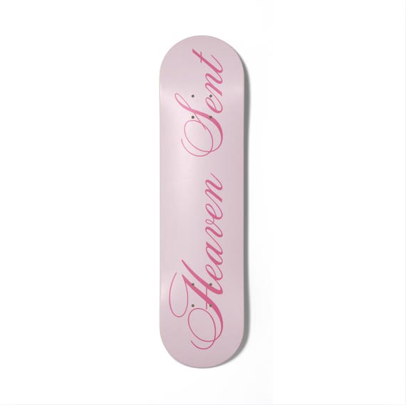 Heaven Sent Skateboard Wall Art, Pink Y2K Trendy Aesthetic Bedroom Dorm Decor, Cute Retro Girly Apartment Print Poster Skateboard Hanging