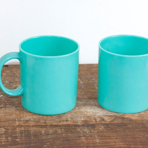 Mélamine Vintage chopes à café, chopes de mélamine, Teal bleu Mad Men, conception atomique,
