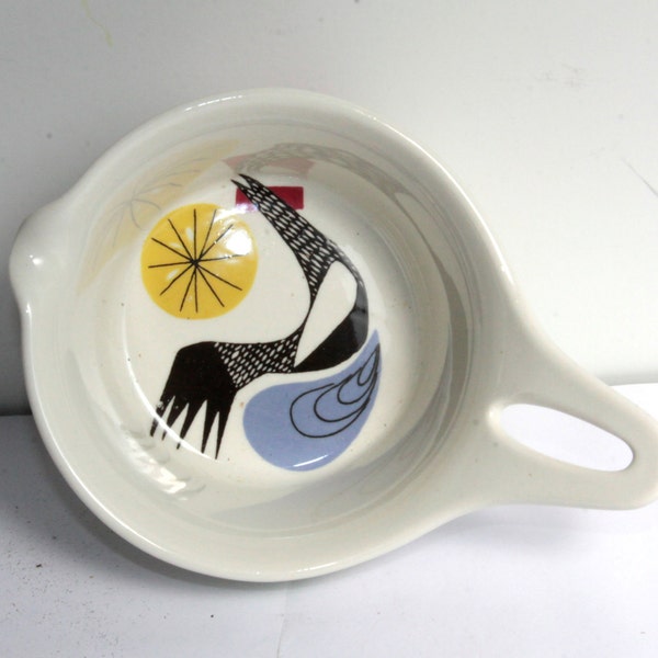 Figgjo Flameware, Danish, Ala Carte Figgjo, Ceramic Saucer Small, Scandanavian Design Ceramic Dish, Rooster, Made in Norway, Colorful Dish