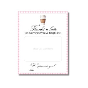 Printable Teacher Gift Card Holder, Teacher Appreciation Gift, End of Year Teacher Gift, Teacher Coffee Gift Card, Last Minute Teacher Gift