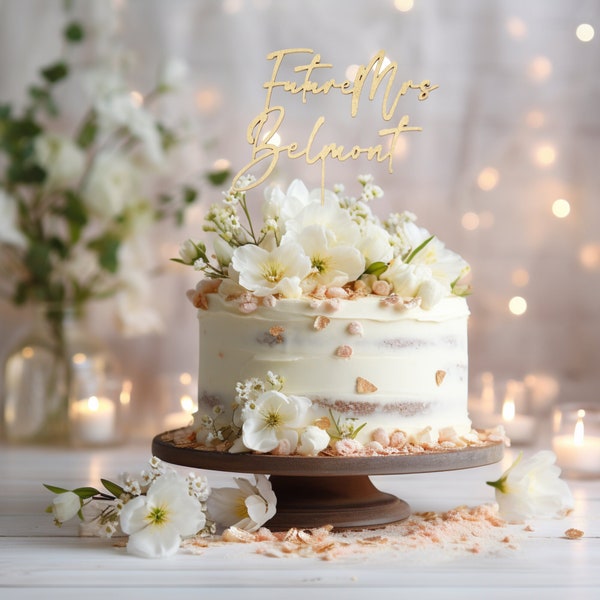 Bridal Shower Cake Topper, Future Mrs, Name Cake Topper, Custom Cake Topper, Personalized Cake Topper, Wedding Shower Decor
