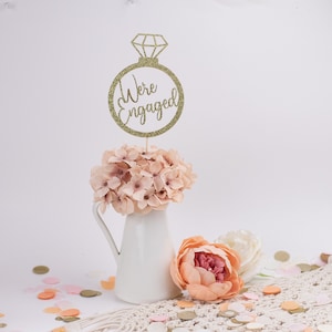 We&#39;re Engaged, Centerpiece, Engagement Party Decorations, Engagement Ring Decorations, Bridal Shower Decor, Set of4